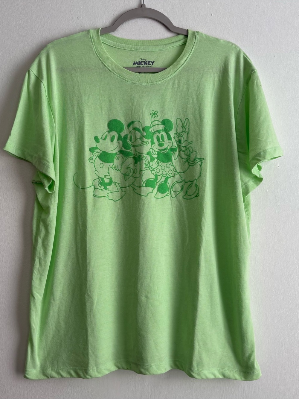 Disney Mickey and Friends Lime Green Graphic T-Shirt Adult Size XXL